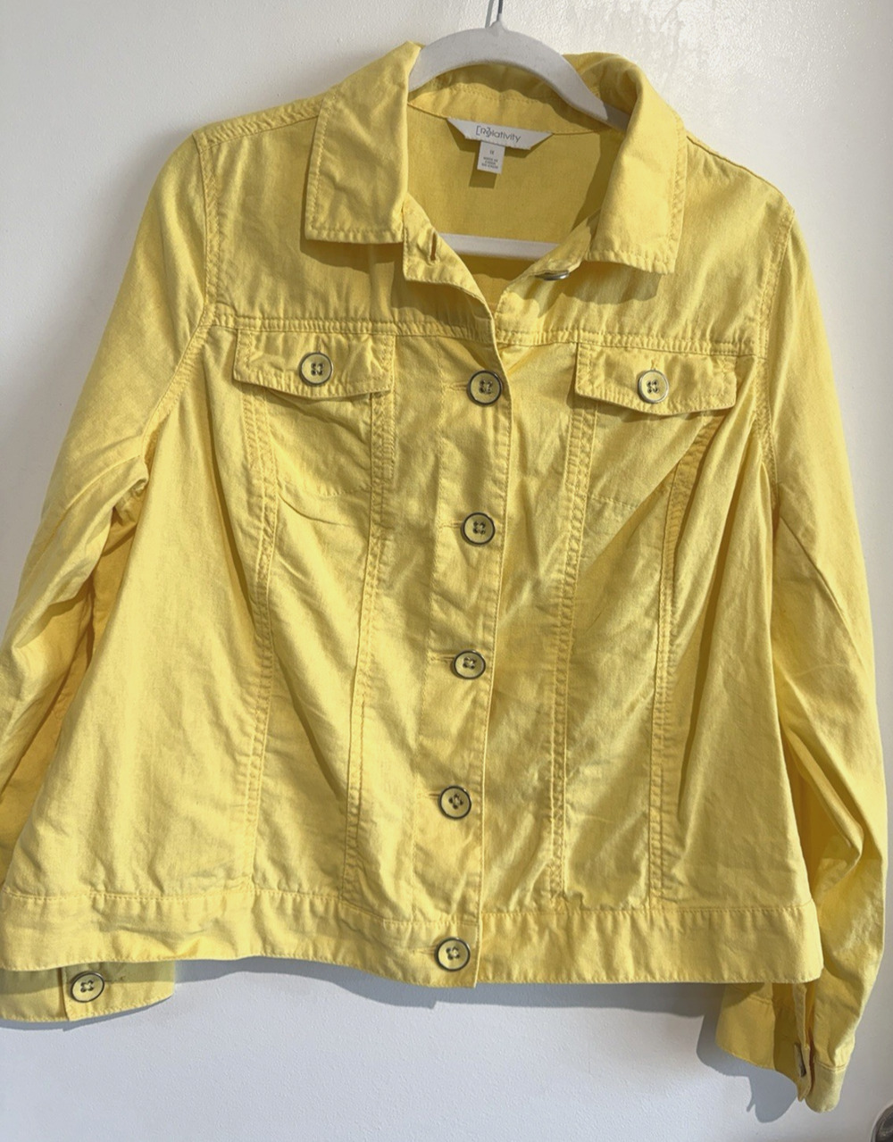 Relativity Yellow Linen Blend Unlined Trucker Utility Shirt light Jacket Size XL